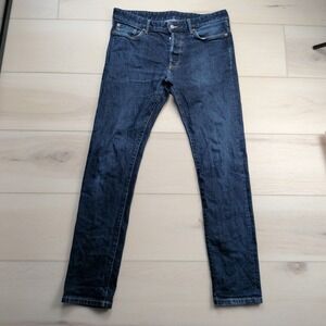 Buck Mason Jeans Mens 34x33 Blue Maverick Slim Double Dipped Denim Stretch Pants